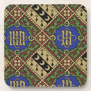 Diamond print ecclesiastical wallpaper design coaster