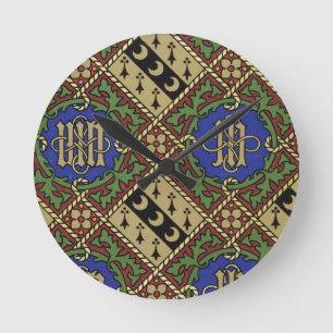 Diamond print ecclesiastical wallpaper design round clock