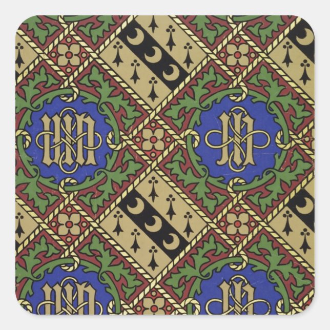 Diamond print ecclesiastical wallpaper design square sticker (Front)