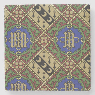 Diamond print ecclesiastical wallpaper design stone coaster