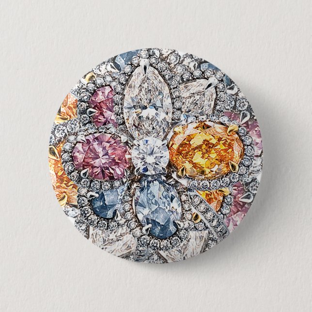 Diamond Puakenikeni Broach 6 Cm Round Badge (Front)