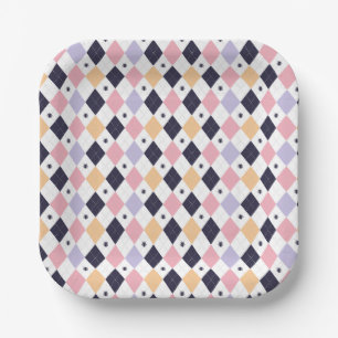 Diamond Purple Pink with Spider Paper Plate