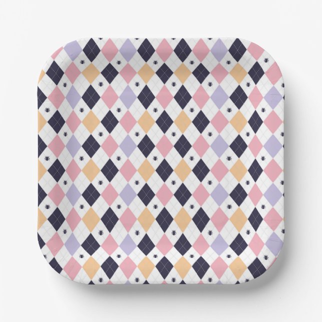 Diamond Purple Pink with Spider Paper Plate (Front)