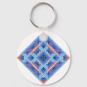 Diamond Quilt in Blue and Purple Key Ring
