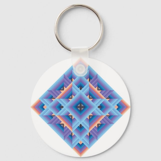 Diamond Quilt in Blue and Purple Key Ring (Front)