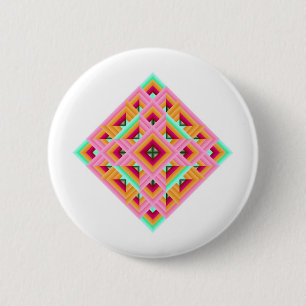 Diamond Quilt in Pink and Green 6 Cm Round Badge