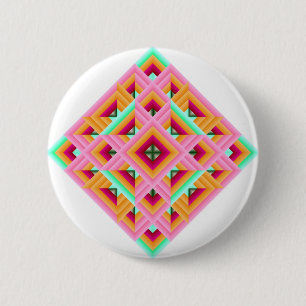 Diamond Quilt in Pink and Green 6 Cm Round Badge