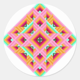 Diamond Quilt in Pink and Green Classic Round Sticker
