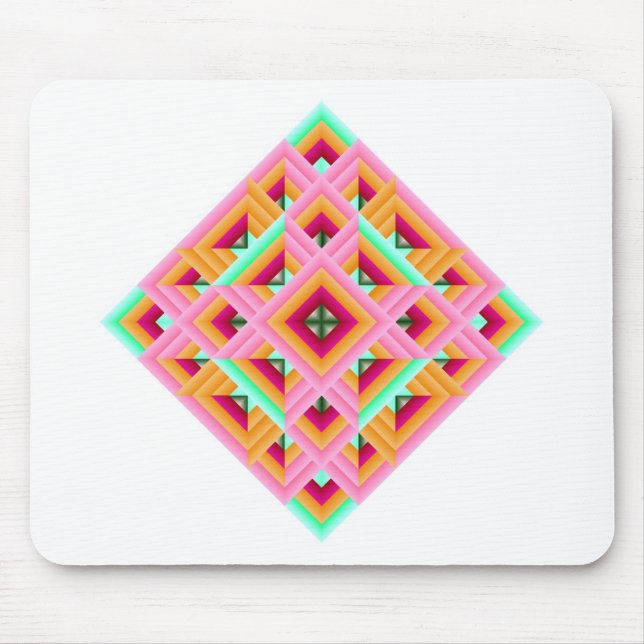 Diamond Quilt in Pink and Green Mouse Mat (Front)