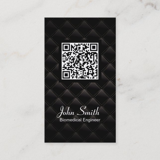 Diamond Quilt QR Code Biomedical Business Card (Front)