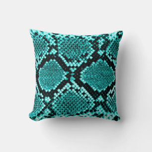 Diamond Rattlesnake Snake Skin aqua Cushion