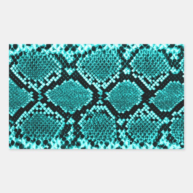 Diamond Rattlesnake Snake Skin aqua Rectangular Sticker (Front)