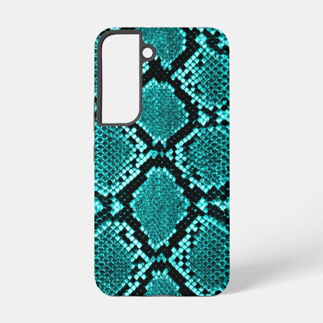 Diamond Rattlesnake Snake Skin aqua Samsung Galaxy S22 Case (Back)