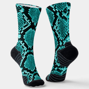 Diamond Rattlesnake Snake Skin aqua Socks