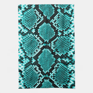 Diamond Rattlesnake Snake Skin aqua Tea Towel