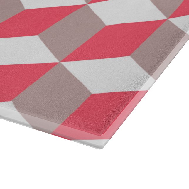 Diamond Repeating Pattern In Poppy and Grey Cutting Board (Corner)