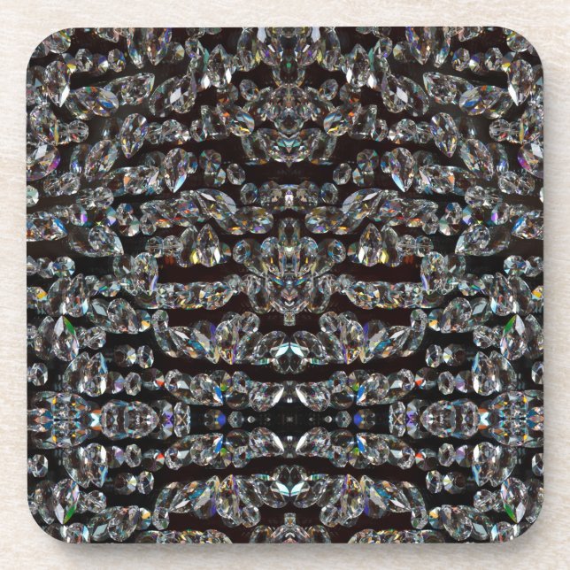 Diamond rhinestone pattern silver black elegant  coaster (Front)