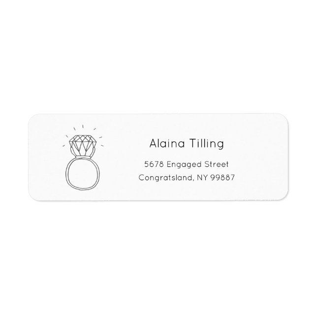 Diamond Ring Address Label, Engagement Labels (Front)