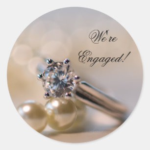 Diamond Ring and Pearls Engagement Envelope Seals