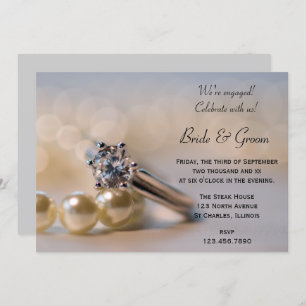 Diamond Ring and Pearls Engagement Party  Invitation