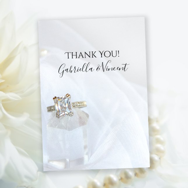 Diamond Ring and Pillar Crystal Wedding Thank You Card (Creator Uploaded)