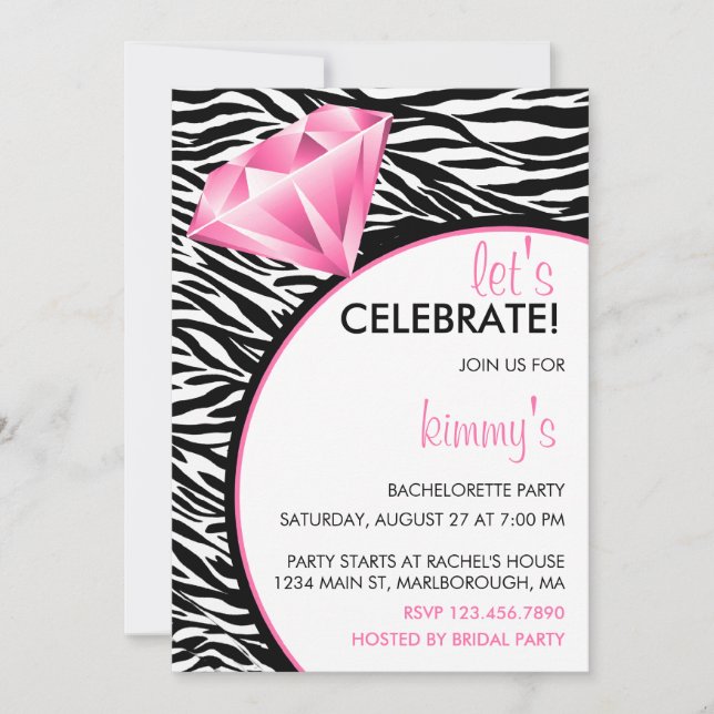Diamond Ring Bling Bachelorette Party Invitation (Front)