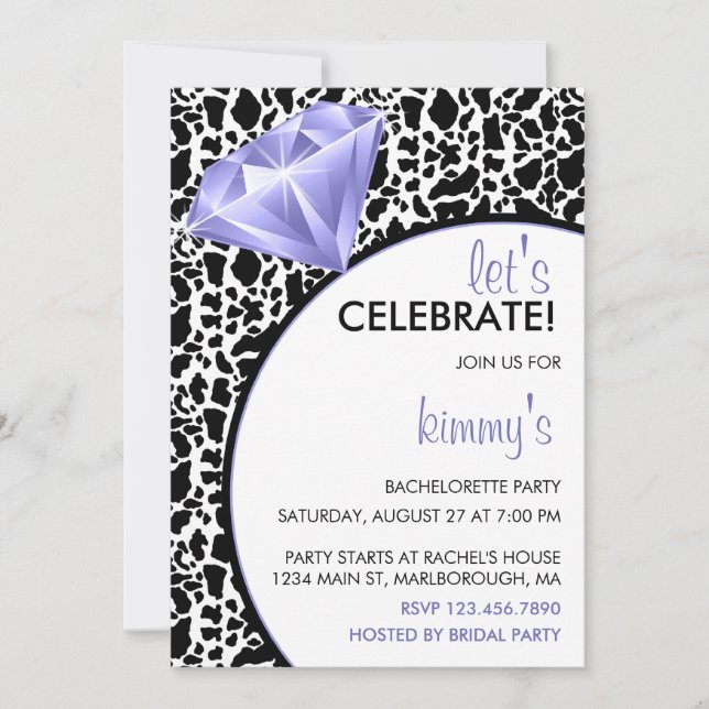 Diamond Ring Bling Bachelorette Party Invitation (Front)