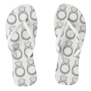 Diamond Ring Bling Engagement Wedding Bride Flip Flops