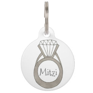 Diamond Ring Bling Personalised Fashion Pet Tag