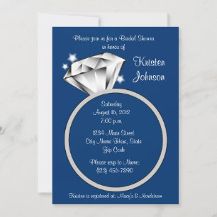 Diamond Ring Bridal Shower Invitation Royal Blue