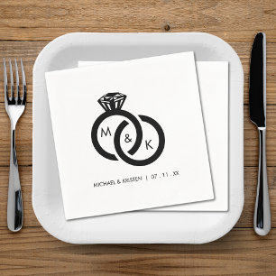 Diamond Ring Couple Monogram Wedding Napkin