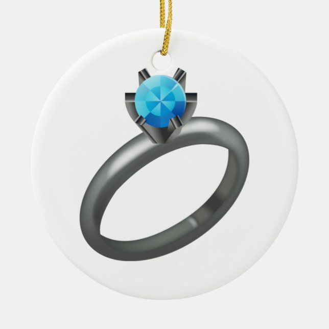 Diamond Ring - Emoji Ceramic Tree Decoration (Front)