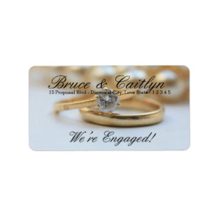 Diamond ring engagement announcement label