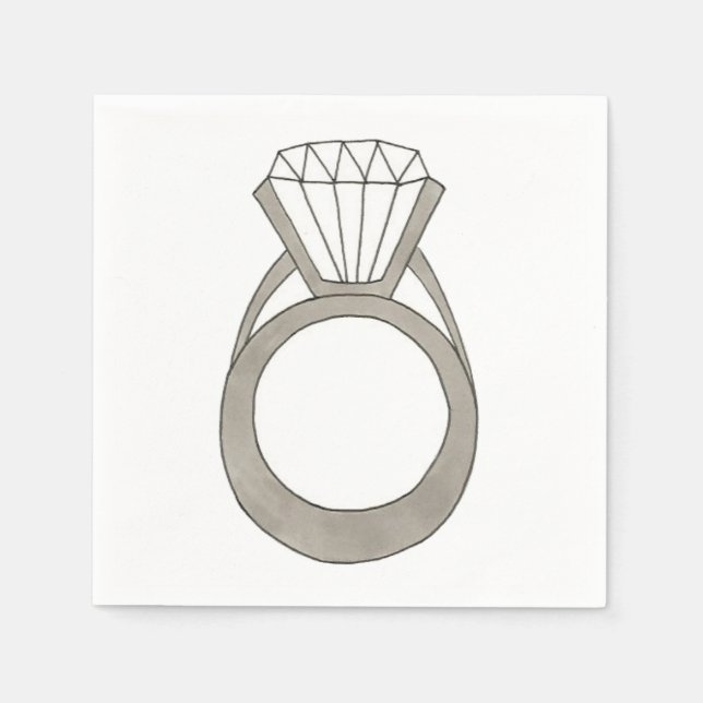 Diamond Ring Engagement Bridal Shower Party Napkin (Front)