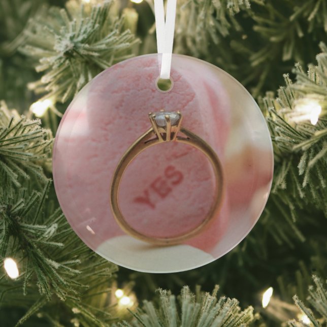 Diamond Ring Engagement  Glass Tree Decoration (Insitu)
