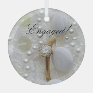 Diamond Ring Engagement  Glass Tree Decoration
