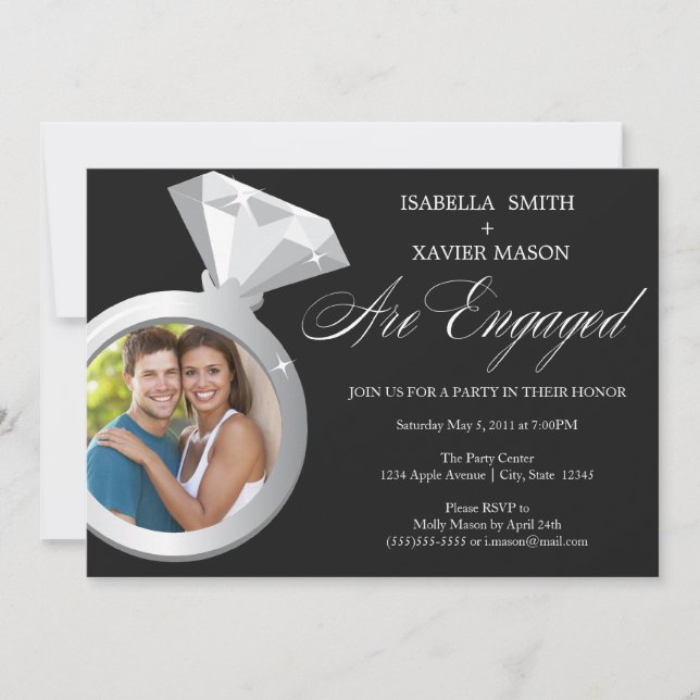 Diamond Ring Engagement Party Invite (Photo) (Front)