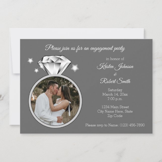 Diamond Ring Engagement party photo Invitation (Front)