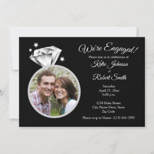 Diamond Ring Engagement Party Photo Invitation