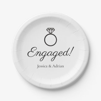 Diamond Ring Graphic Engaged Paper Plate