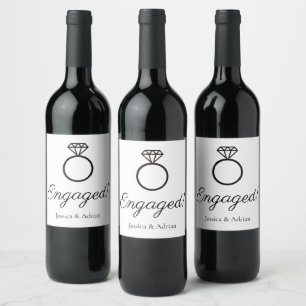 Diamond Ring Graphic Engaged Wine Label