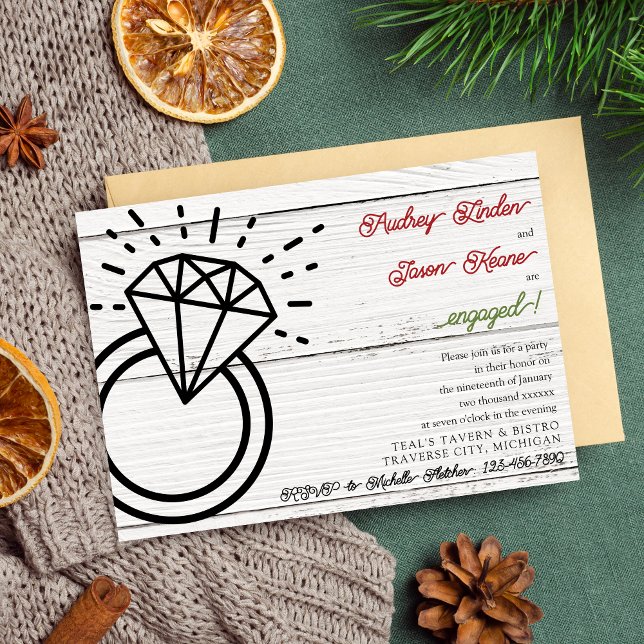 Diamond Ring Holiday Wedding Engagement Party Invitation (Creator Uploaded)