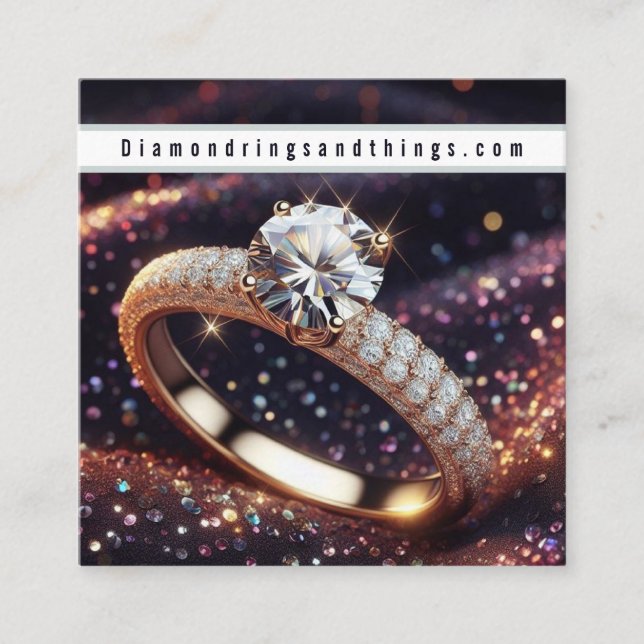 Diamond Ring Jewellery Designer Jeweller Square Business Card (Front)