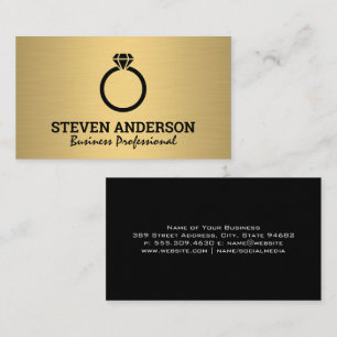 Diamond Ring Logo Gold Metallic Business Card