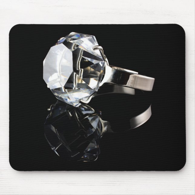 Diamond ring on black mouse mat (Front)