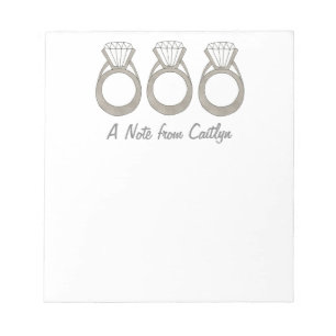 Diamond Ring Personalised Bride Wedding Notepad