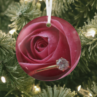 Diamond Ring Proposal Glass Tree Decoration