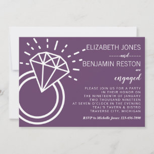 Diamond Ring Purple Wedding Engagement Party Invitation