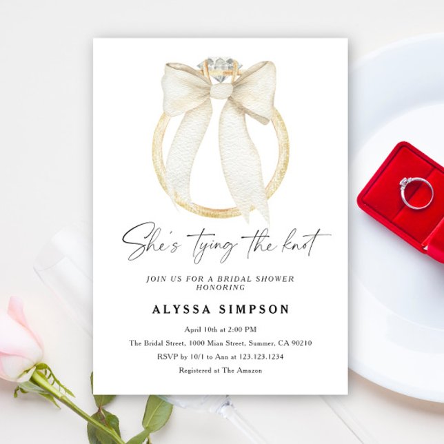 Diamond Ring She's tying the knot Bridal Shower Invitation (Creator Uploaded)