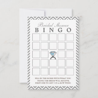 Diamond Ring Silver Zigzag Bridal Bingo Cards